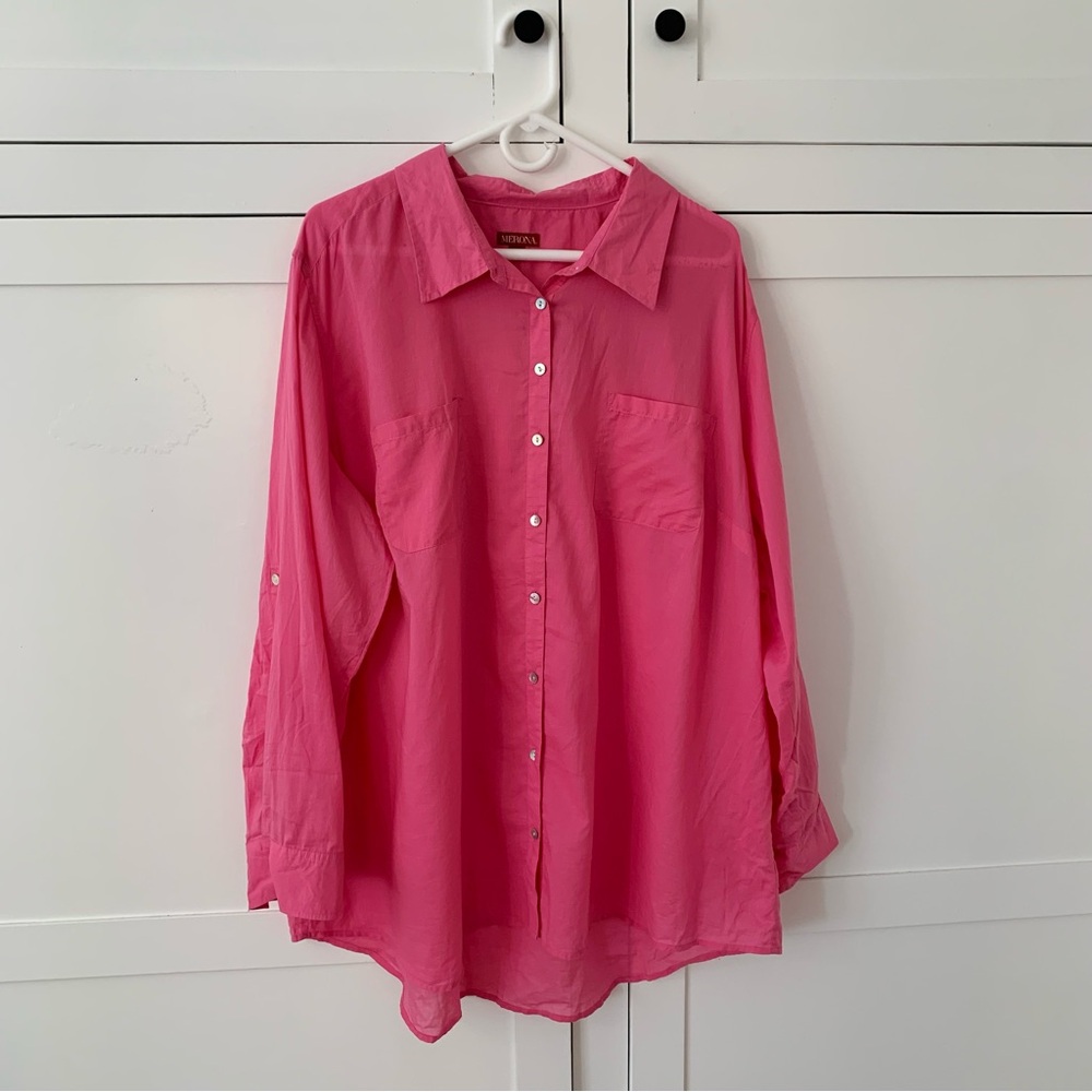Merona Plus Size Light Weight Pink Button Shirt Size 3